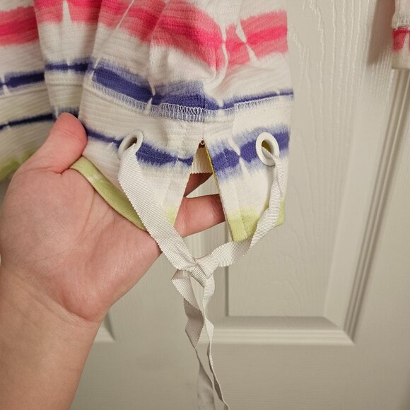 T by‎ Talbots Women's Size XL Tie Dye Striped White Shirt 3/4 Sleeve - Picture 3 of 10